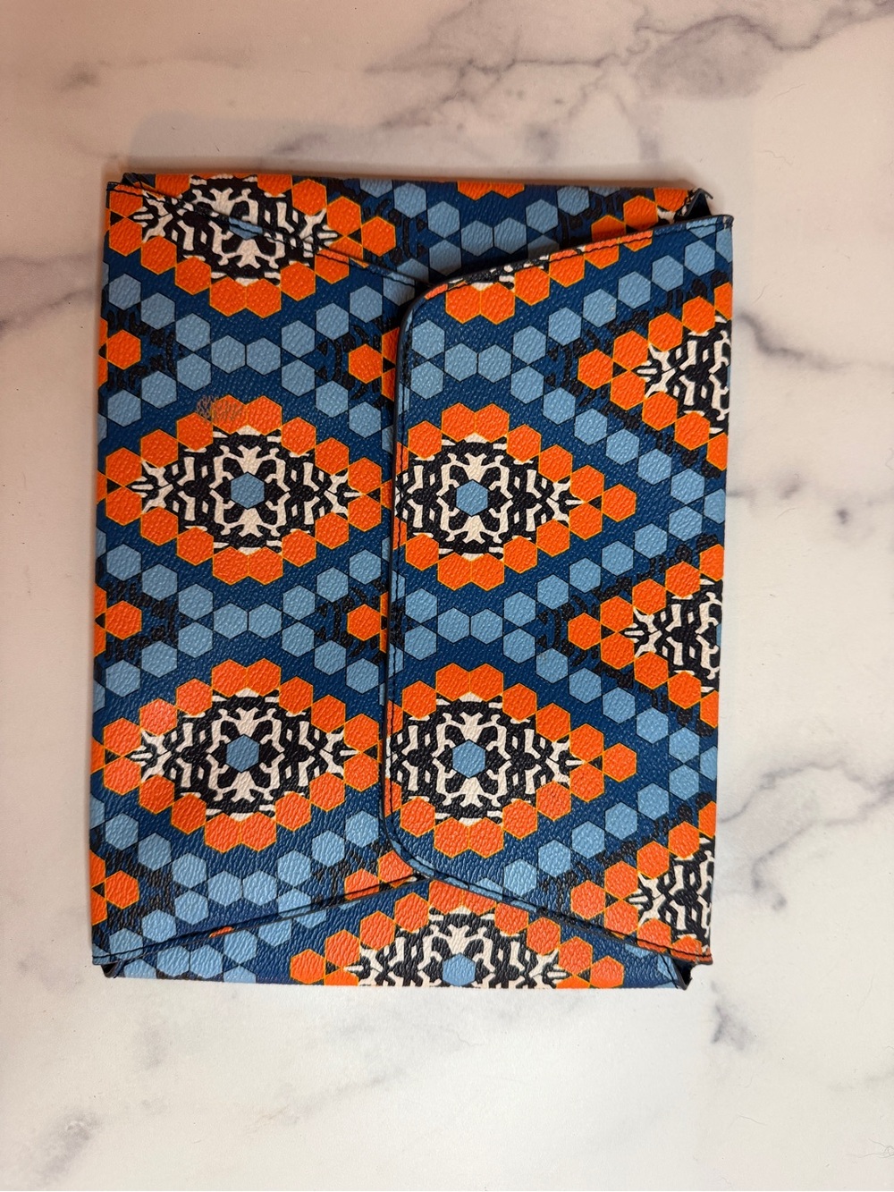 Vera Bradley Marrakesh Beads Envelope Clutch Wristlet Blue Orange Geometric